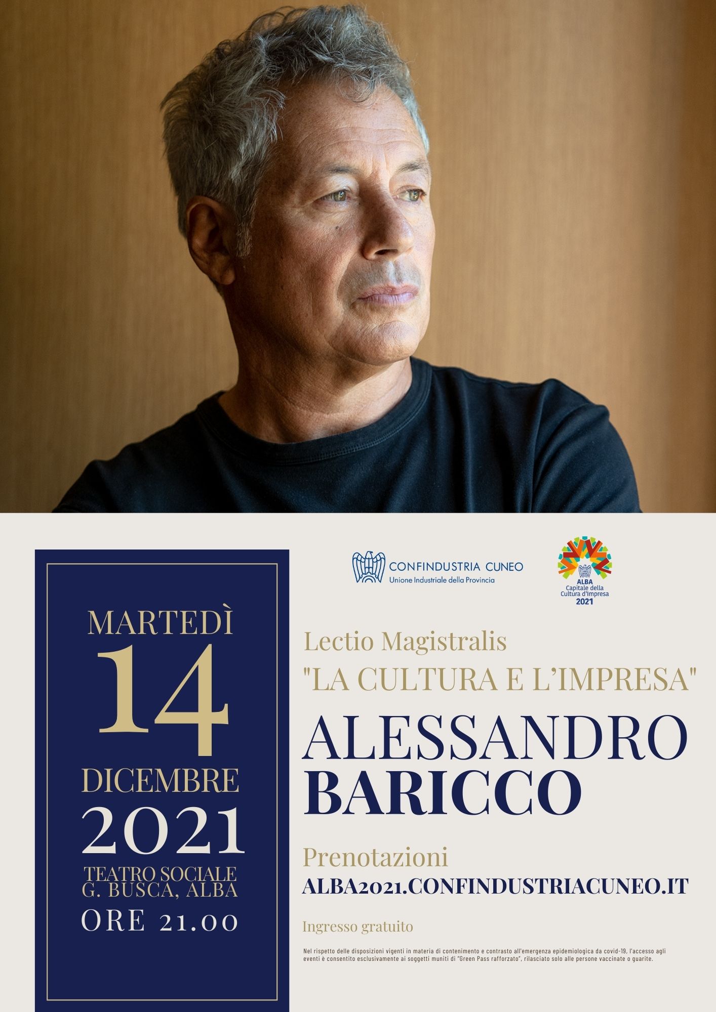Cultura e impresa: ad Alba la lectio magistralis di Alessandro Baricco 