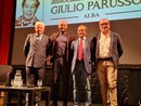 Ieri sera al Teatro Sociale Busca l'appuntamento promosso dall'Associazione Giulio Parusso. Nella foto, da sinistra, Roberto Ponzio, Valerio Berruti, Giuseppe Gobino e Massimo Morando