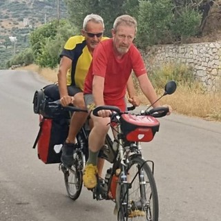 Diego Cossotto, sul tandem, ideatore e protagonista del viaggio verso il Marocco