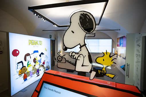 Uno scatto dell’esposizione “Charles M. Schulz, una vita con i Peanuts” visitabile con ingresso libero fino al 1° aprile 2024 (ph@ Loris Salussolia)