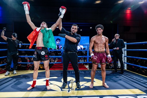 Andrea Alladio dopo la vittoria sul ring del Gladiators Night 8 allo Stadthalle di Dietikon ( Zurigo)