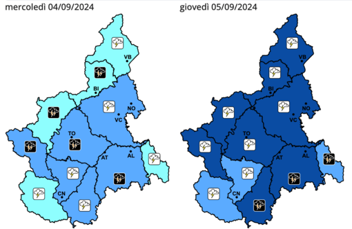 Domani allerta gialla su tutta la regione, arancione al confine  tra Torinese e Valle Po