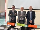 Stamattina a Novara la presentazione alla stampa dei dati di bilancio 2023 e della prossima apertura, a inizio 2025 a Novara, del 75° sportello dell'istituto langarolo. Nella foto da sinistra, il direttore generale Enzo Cazzullo, il presidente Tino Cornaglia e il presidente del Comitato Esecutivo Pierpaolo Stra