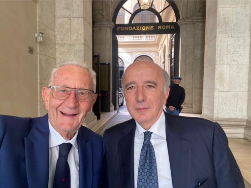 Beppe Ghisolfi con il presidente della Fondazione Roma Franco Parassi