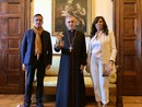 Monsignor Egidio Miragoli, vescovo di Mondovì, con Gianni Gentile, segretario zonale Coldiretti Cuneo Zona di Mondovì, e Ileana Piccinelli, coordinato sindacale Confartigianato Cuneo Zona di Mondovì