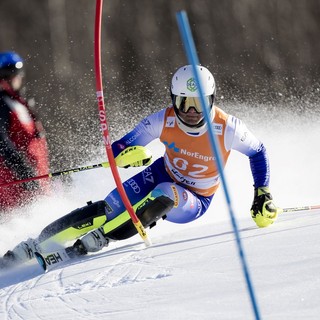 Nell’immagine dell’agenzia Pentaphoto il debutto di Edoardo Saracco in Coppa del Mondo nello Slalom di Hafjell