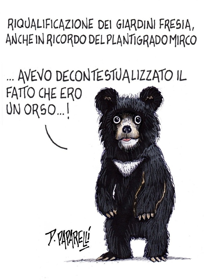 Anche l'orso Mirco vuole la riqualificazione dei giardini Fresia di Cuneo?