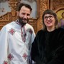 In foto padre Vasile Doroftei con Silvia Gullino