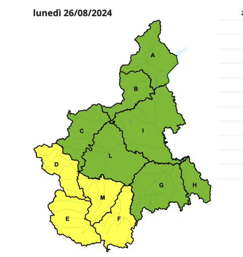 Allerta gialla anche per la giornata di domani, dalla pianura alle valli cuneesi e saluzzesi