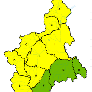 Il bollettino di allerta meteorologica di Arpa Piemonte per domenica 25 agosto sull'intera regione