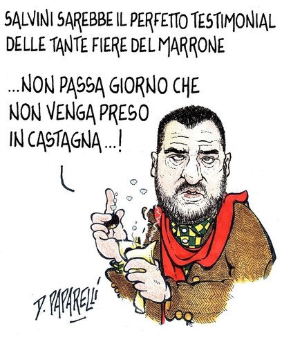 A Cuneo la Fiera del Marrone, mentre qualcuno è colto in &quot;castagna&quot;: la vignetta di Danilo Paparelli