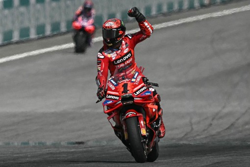 Bagnaia in Malesia (foto Afp / Adnkronos)