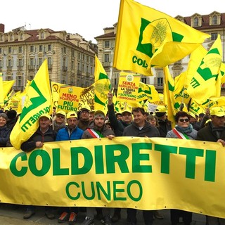 Coldiretti in piazza in un'immagine di repertorio - foto pagina fb coldiretti cuneo