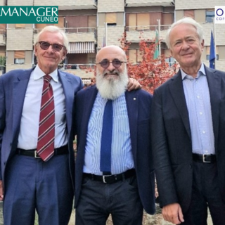 Da sinistra  Luca Barbaso, Partner OPsolution, Fulvio D’Alessandro, Presidente Federmanager Cuneo  e Domenico Piano, Amministratore OPsolution.