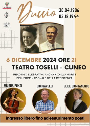 Teatro Toselli, a ottant’anni dalla morte di Galimberti il reading “Duccio”