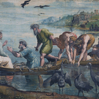 “Pesca miracolosa”, dipinto a tempera su carta di Raffaello Sanzio (1515-1516), Victoria and Albert Museum di Londra