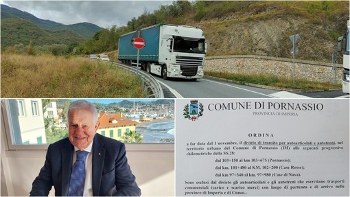 Statale 28, nuova ordinanza: definitivo lo stop ai tir nel territorio di Pornassio [VIDEO]