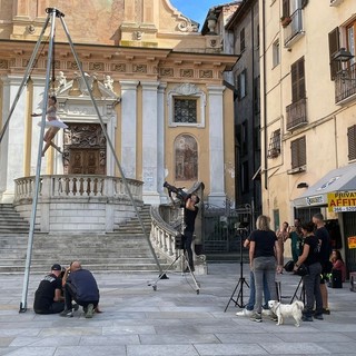 Un momento delle riprese in piazza San Pietro