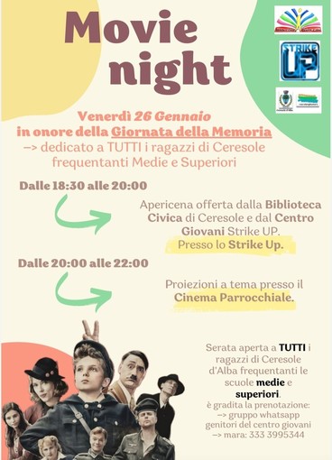 Giornata della Memoria, due appuntamenti per i ragazzi di Ceresole d'Alba