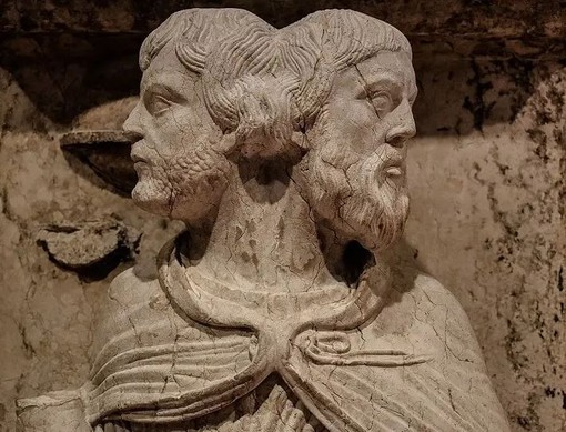 Una scultura del Dio romano Giano