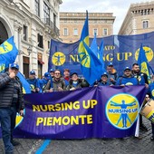 La delegazione del Nursing Up Piemonte che ha partecipato alla manifestazione romana